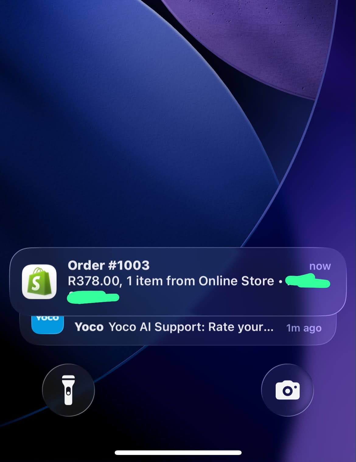 WK_ITSNIKNAKS’s first-order post showing an R378 Shopify notification.
